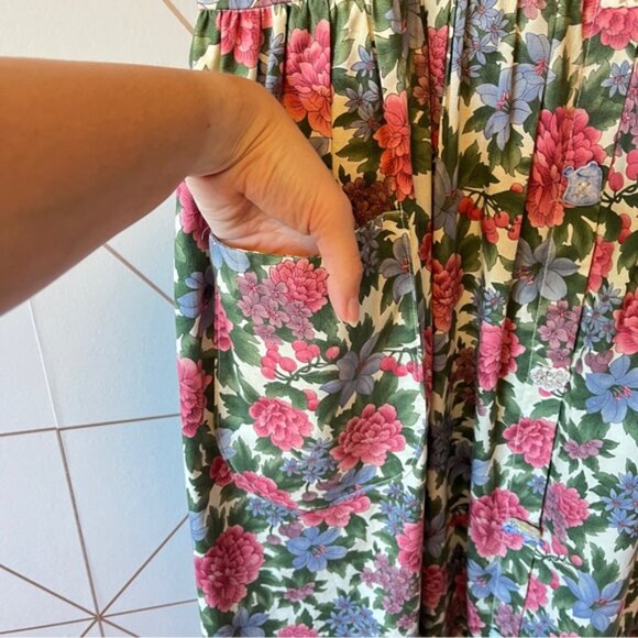 Vintage CarolArt Designs 100% Cotton Floral Garden Midi Dress - Picture 5 of 10